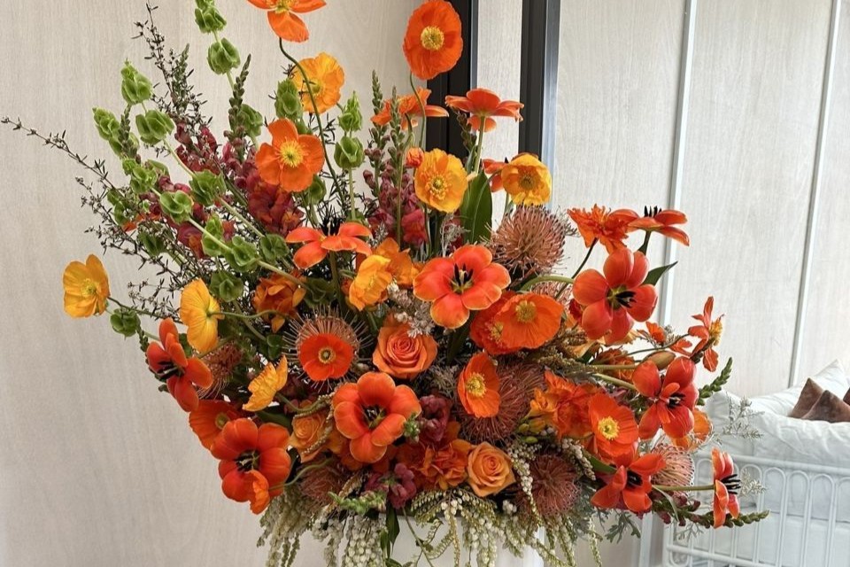 A bouquet designed for a business event setup