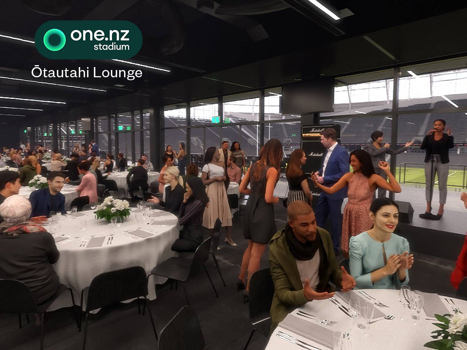 Rendered image of a function room at One New Zealand Stadium