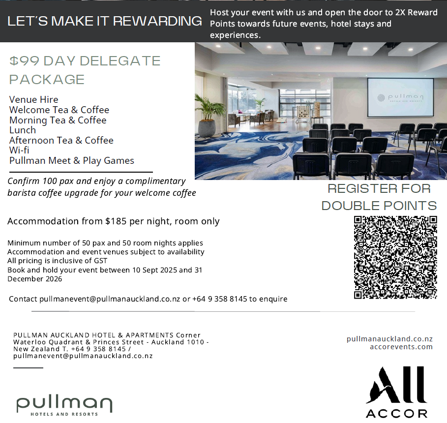 Pullman Auckland | $99pp DDP plus Double ALL Accor points